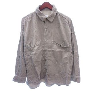 ザラ(ZARA)のザラ ステンカラーシャツ オーバーサイズ コーデュロイ 長袖 グレージュ ■MO(シャツ/ブラウス(長袖/七分))