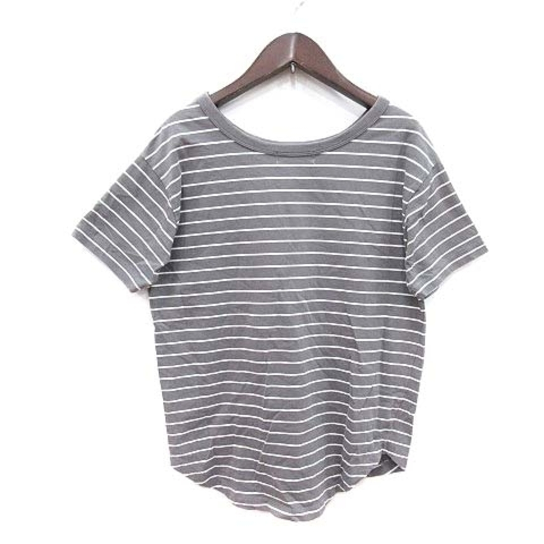 UNITED ARROWS green label relaxing(ユナイテッドアローズグリーンレーベルリラクシング)のグリーンレーベルリラクシング Tシャツ 半袖 ボートネック ボーダー グレー レディースのトップス(Tシャツ(半袖/袖なし))の商品写真