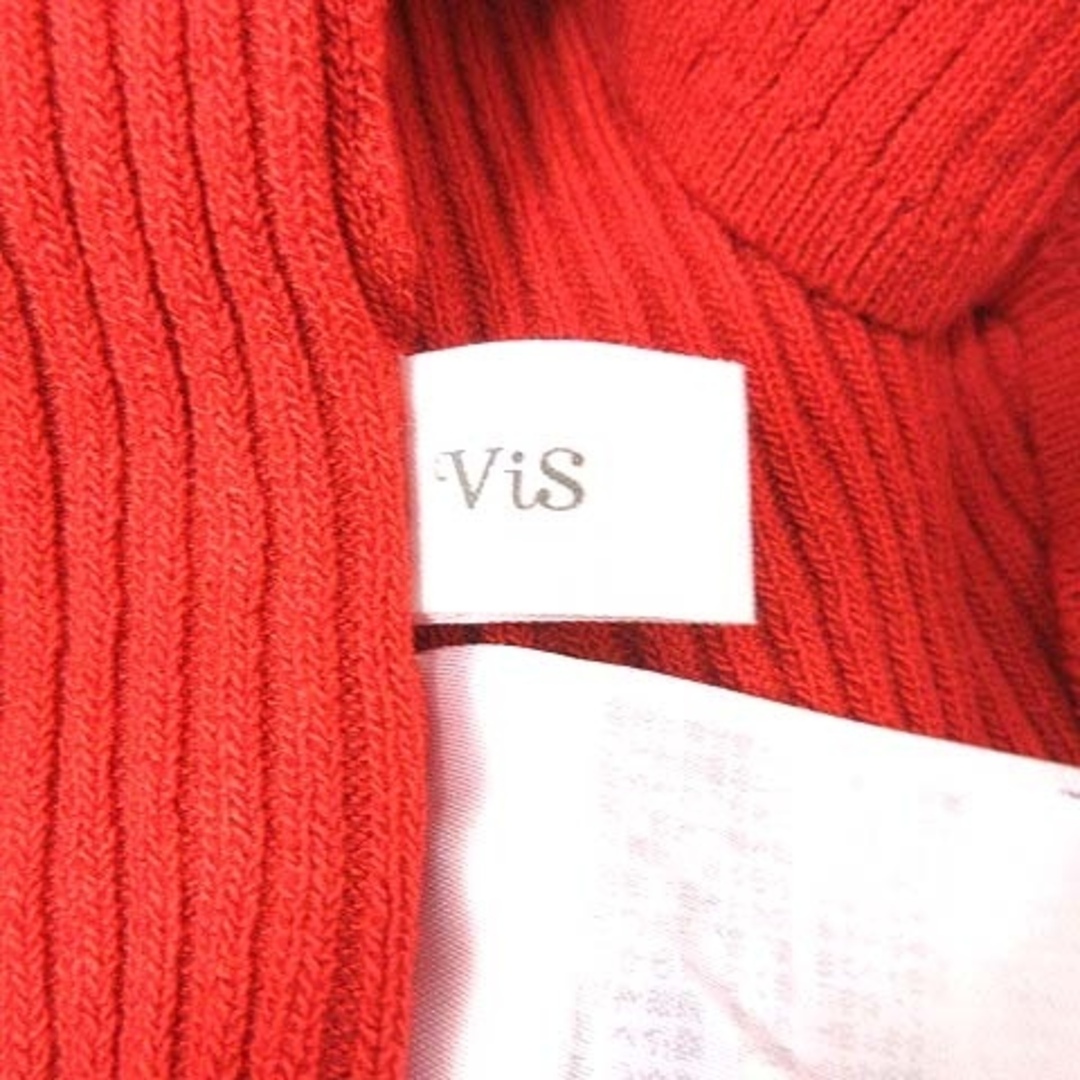 ViS(ヴィス)のViS ニット カットソー Vネック 切替 シフォン モチーフ 七分袖 F 赤 レディースのトップス(ニット/セーター)の商品写真
