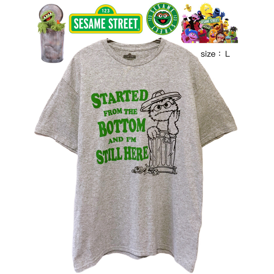 SESAME STREET(セサミストリート)のSesame Street　Oscar 　Tシャツ　L　グレー　USA古着 メンズのトップス(Tシャツ/カットソー(半袖/袖なし))の商品写真