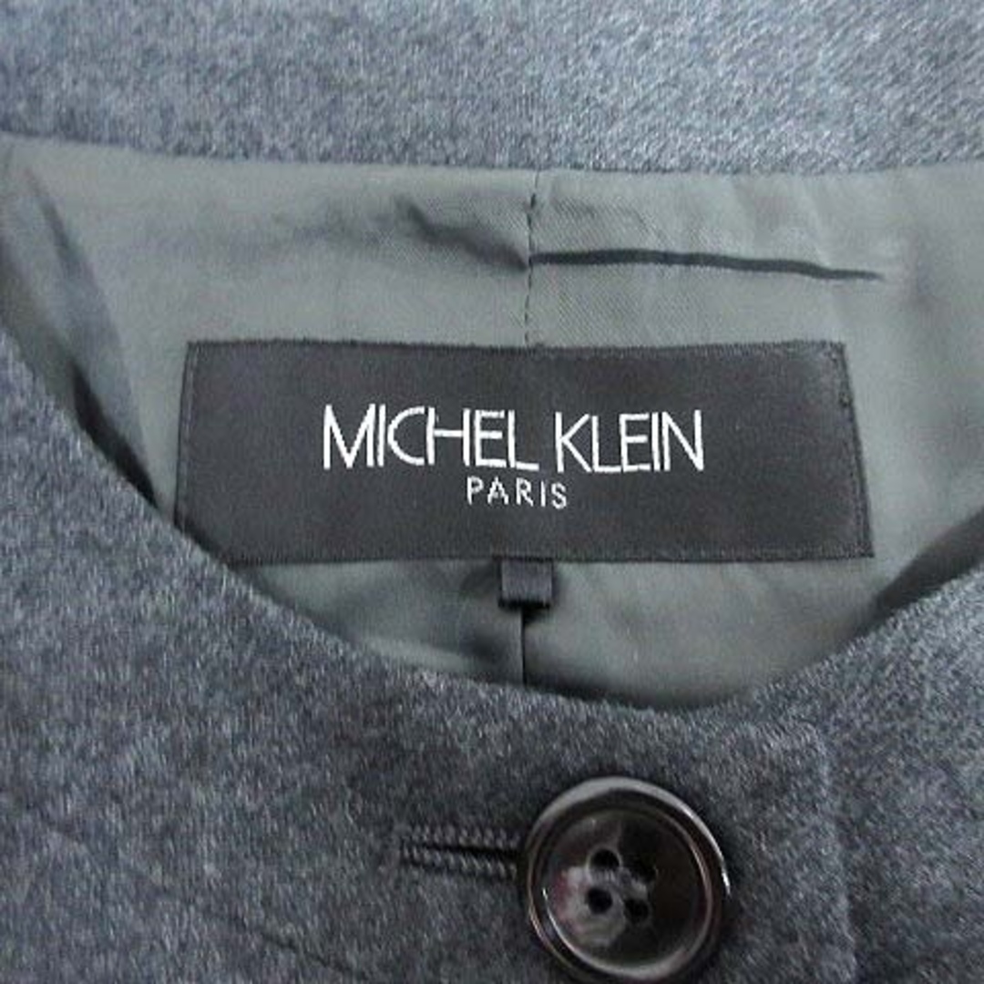 MICHEL KLEIN(ミッシェルクラン)のミッシェルクラン ノーカラージャケット 総裏地 ウール 38 チャコールグレー レディースのジャケット/アウター(その他)の商品写真