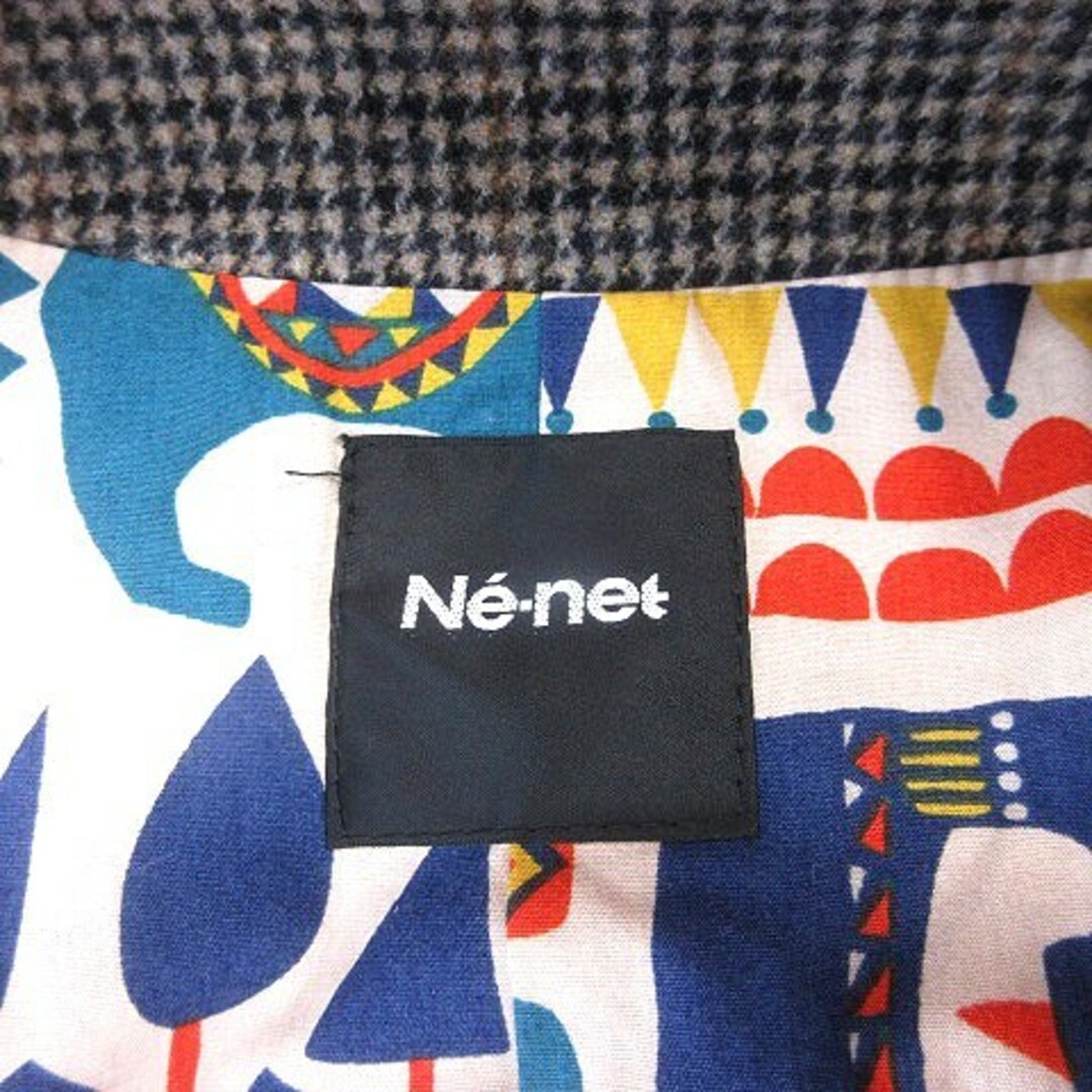 Ne-net(ネネット)のネネット ノーカラーコート ロング 千鳥格子 チェック ウール 2 ベージュ 黒 レディースのジャケット/アウター(その他)の商品写真