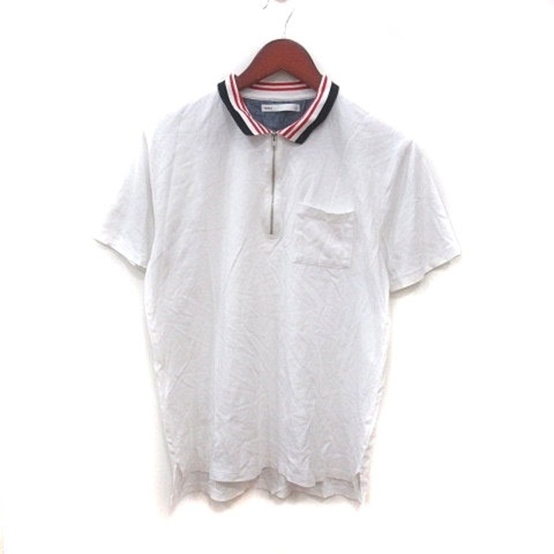 ikka(イッカ)のイッカ ポロシャツ ハーフジップ ライン 半袖 L 白 ホワイト 赤 紺 メンズのトップス(ポロシャツ)の商品写真