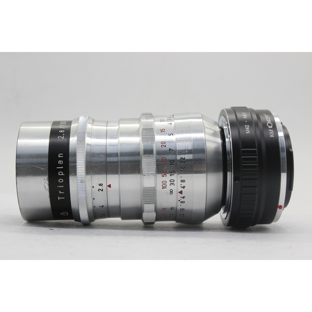 【返品保証】 【希少】 Meyer-Optik Gorlitz Trioplan 100mm F2.8 M42 マウントレンズ NEX マウントアダプター付き  s7327 スマホ/家電/カメラのカメラ(レンズ(単焦点))の商品写真