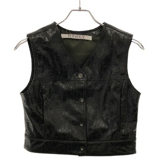 PERVERZE パーバーズ 21SS Compact Crack Vest クラックレザージレベスト ブラック F 0121010005(ベスト/ジレ)