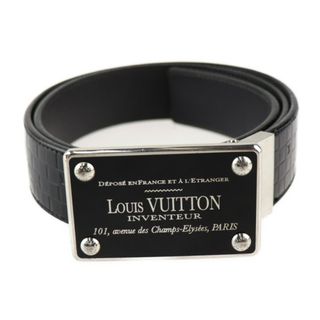 ルイヴィトン(LOUIS VUITTON)のLOUIS VUITTON ルイ ヴィトン  サンチュール アンヴァントゥール ベルト M6820V   型押しレザー ブラック シルバー金具  リバーシブル ビトン 85/34【本物保証】(ベルト)