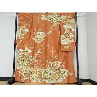 平和屋-こころ店■豪華振袖　駒刺繍　鳳凰草花文　金彩　金通し地　着丈161.5cm　裄丈66cm　正絹　逸品　A-cs7583(振袖)