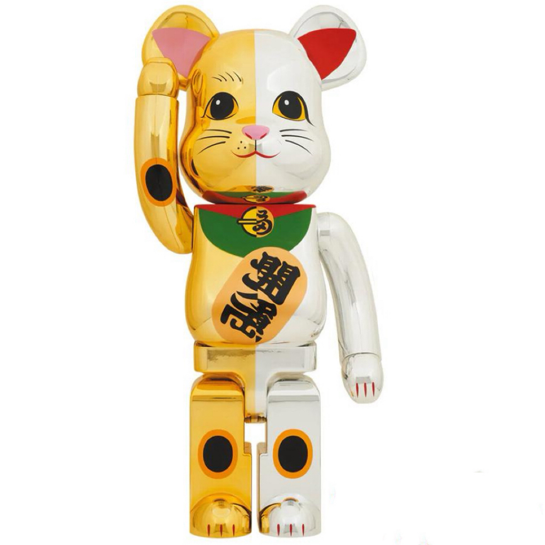 BE@RBRICK(ベアブリック)のBE@RBRICK 招き猫 千万両 金×開運 銀 1000％  ハンドメイドのおもちゃ(フィギュア)の商品写真