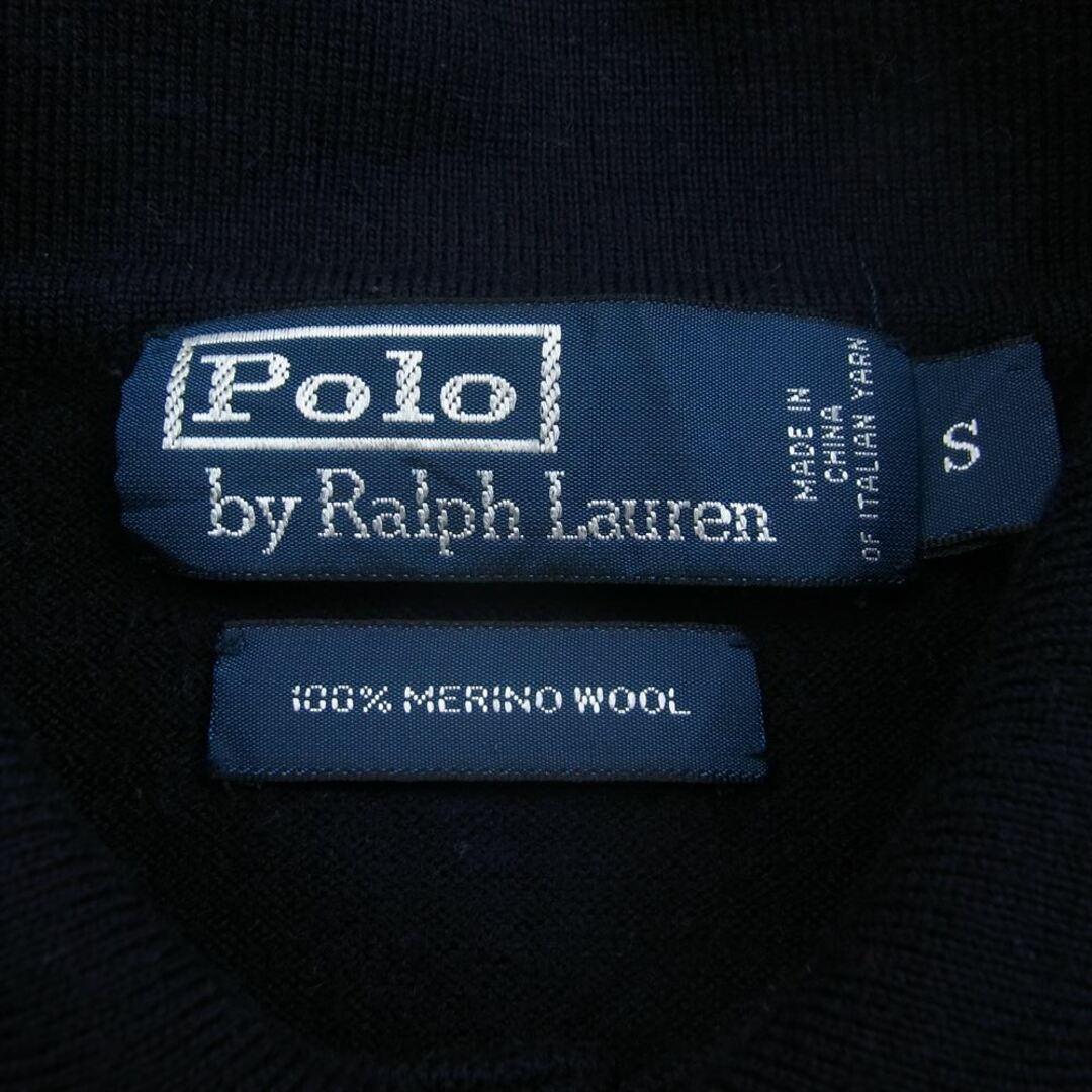 POLO RALPH LAUREN(ポロラルフローレン)のPOLO RALPH LAUREN ポロ・ラルフローレン メリノウール ニット ポロシャツ ネイビー系 S【中古】 レディースのトップス(ニット/セーター)の商品写真