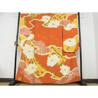 平和屋-こころ店■豪華振袖　駒刺繍　絵巻花文　金銀彩　着丈158cm　裄丈66.5cm　正絹　逸品　1B-wt2039(振袖)