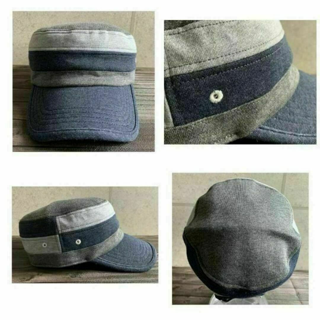 送料込 XL 大きいサイズ 帽子 スエット ワークキャップ ボーダー 切替え n メンズの帽子(キャップ)の商品写真