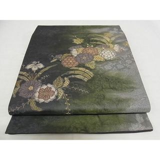 平和屋-こころ店■六通柄袋帯　草花文　金糸　正絹　逸品　A-pf6575(帯)