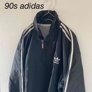 アディダス(adidas)の90sadidasアディダスナイロンジャケットジャンパーメンズ長袖ブラック黒(ナイロンジャケット)