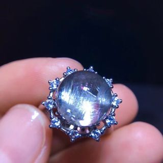 ⭐︎【高級】プラチナタイチンルチルクォーツ リング  s925 11.5mm(リング(指輪))