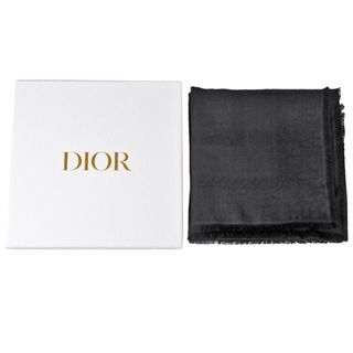 Dior - ディオール Dior ショール ウール シルク カシミア 138cm 25DOB140I160 ブラック オブリーク レディース【中古】