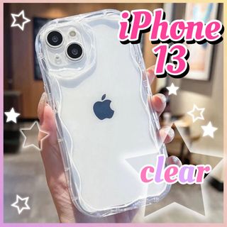 iPhone 13 スマホ ケース クリア  ウェーブ 韓国 うねうね 推し活(iPhoneケース)