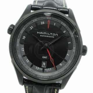 ハミルトン(Hamilton)の【HAMILTON】【H326850/H32685731】メンズ腕時計　GMT ジャズマスター　限定モデル　機械式　SS×革ベルト　中古ランクA(腕時計(アナログ))