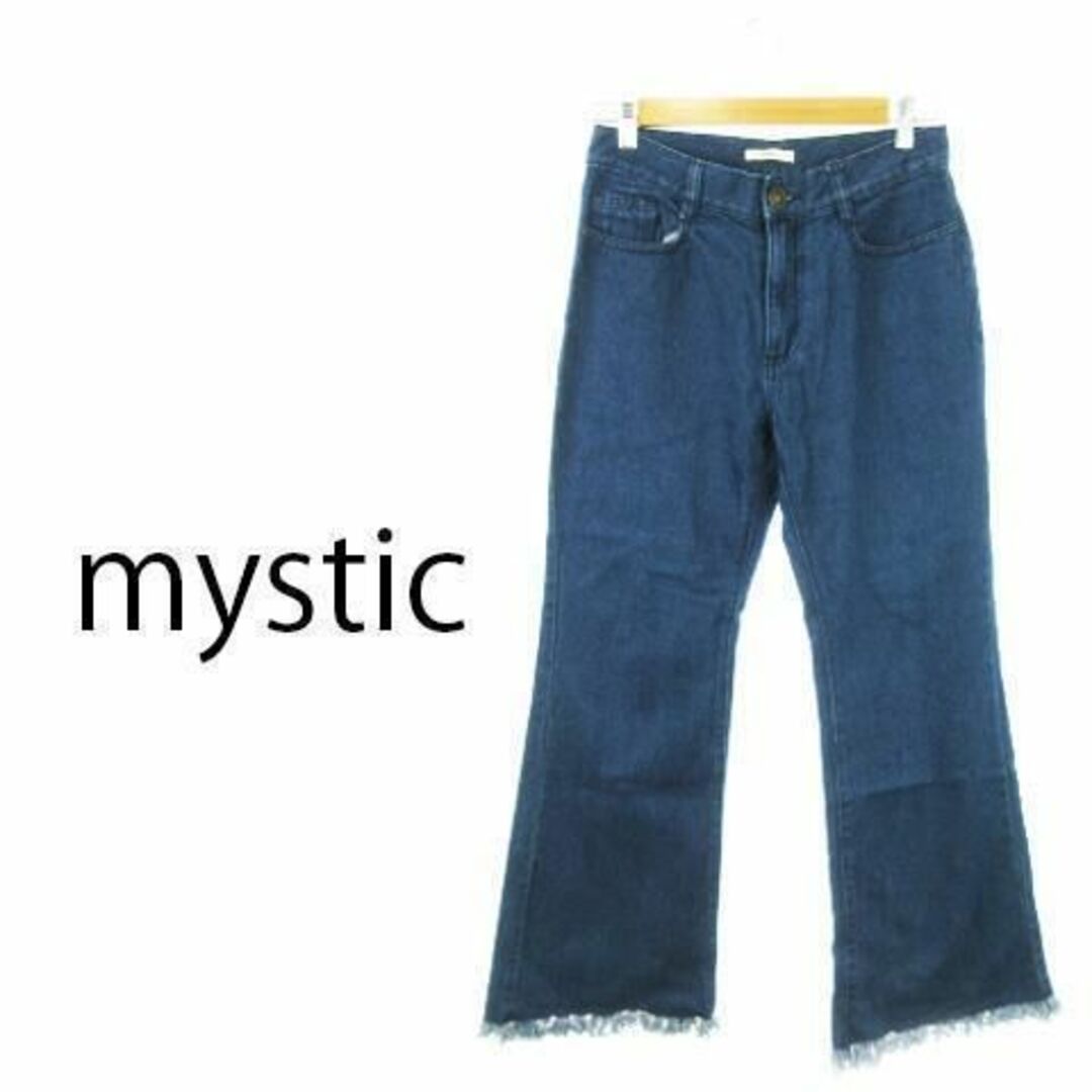 mystic(ミスティック)のミスティック フリンジデニム フレアパンツ 2 青 230731AH12A レディースのパンツ(デニム/ジーンズ)の商品写真