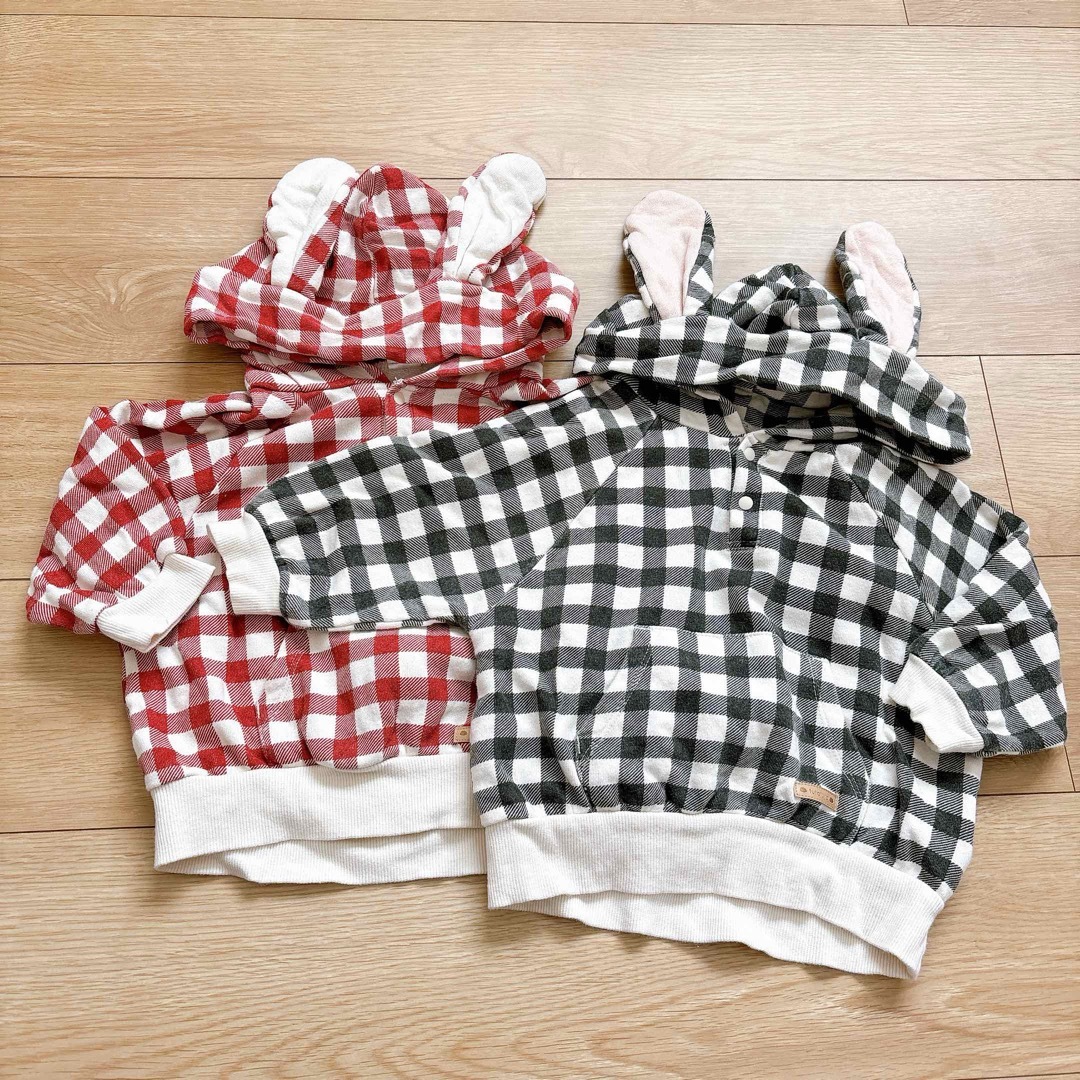 しまむら(シマムラ)のうさ耳付 パーカーセット size95 キッズ/ベビー/マタニティのキッズ服女の子用(90cm~)(Tシャツ/カットソー)の商品写真