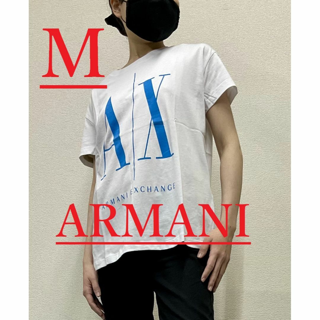 素材コットン100％AX　レディース　ロゴ Tシャツ 01C　サイズM　新品 タグ付