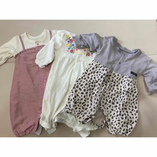 カバーオール　60〜70cm 3着セット　女の子服(カバーオール)