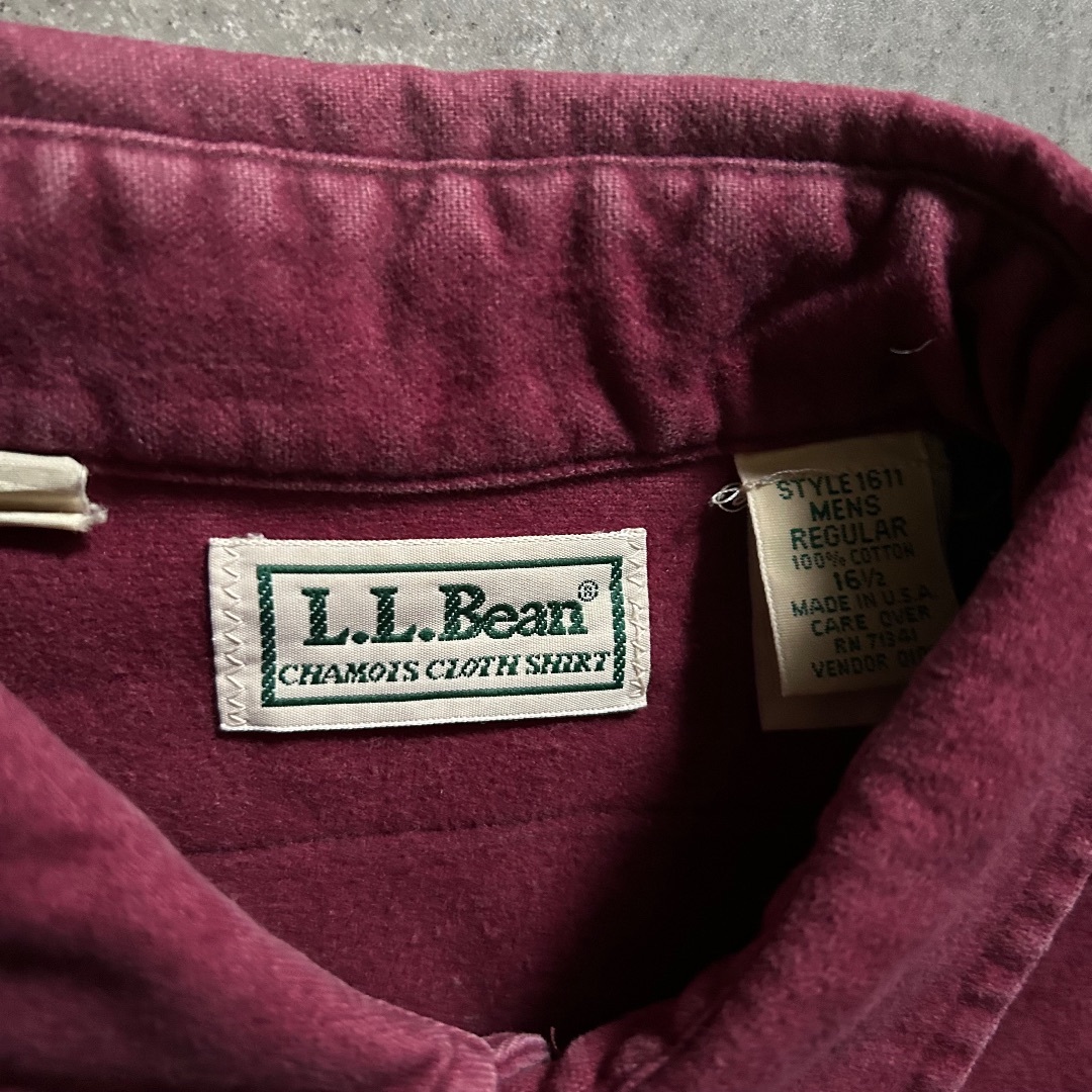 L.L.Bean(エルエルビーン)の80s エルエルビーン ネルシャツ USA製 エンジ 16 1/2 メンズのトップス(シャツ)の商品写真