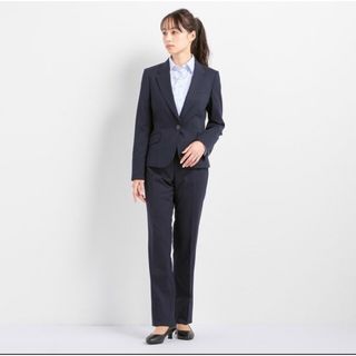 アオキ(AOKI)の【⭐︎値下げ】AOKI(LES MUES)紺ストライプパンツ9号（Mサイズ)(スーツ)