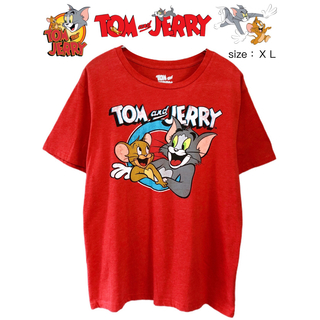 Tom and Jerry　Tシャツ　XL　赤　USA古着(Tシャツ/カットソー(半袖/袖なし))