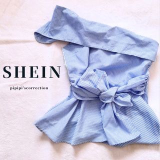 シーイン(SHEIN)のshein チューブトップ　リボン　夏　春　ギャル　ストライプ(ベアトップ/チューブトップ)