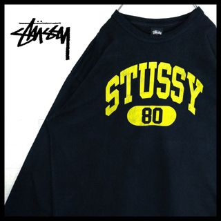 ステューシー(STUSSY)の【STUSSY】カレッジロゴ　ビッグシルエット　ロンT 　ネイビー×イエロー(Tシャツ/カットソー(七分/長袖))