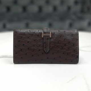 エルメス(Hermes)の美品☆　エルメス　長財布　ベアンスフレ　オーストリッチ　濃茶　□J刻印(財布)