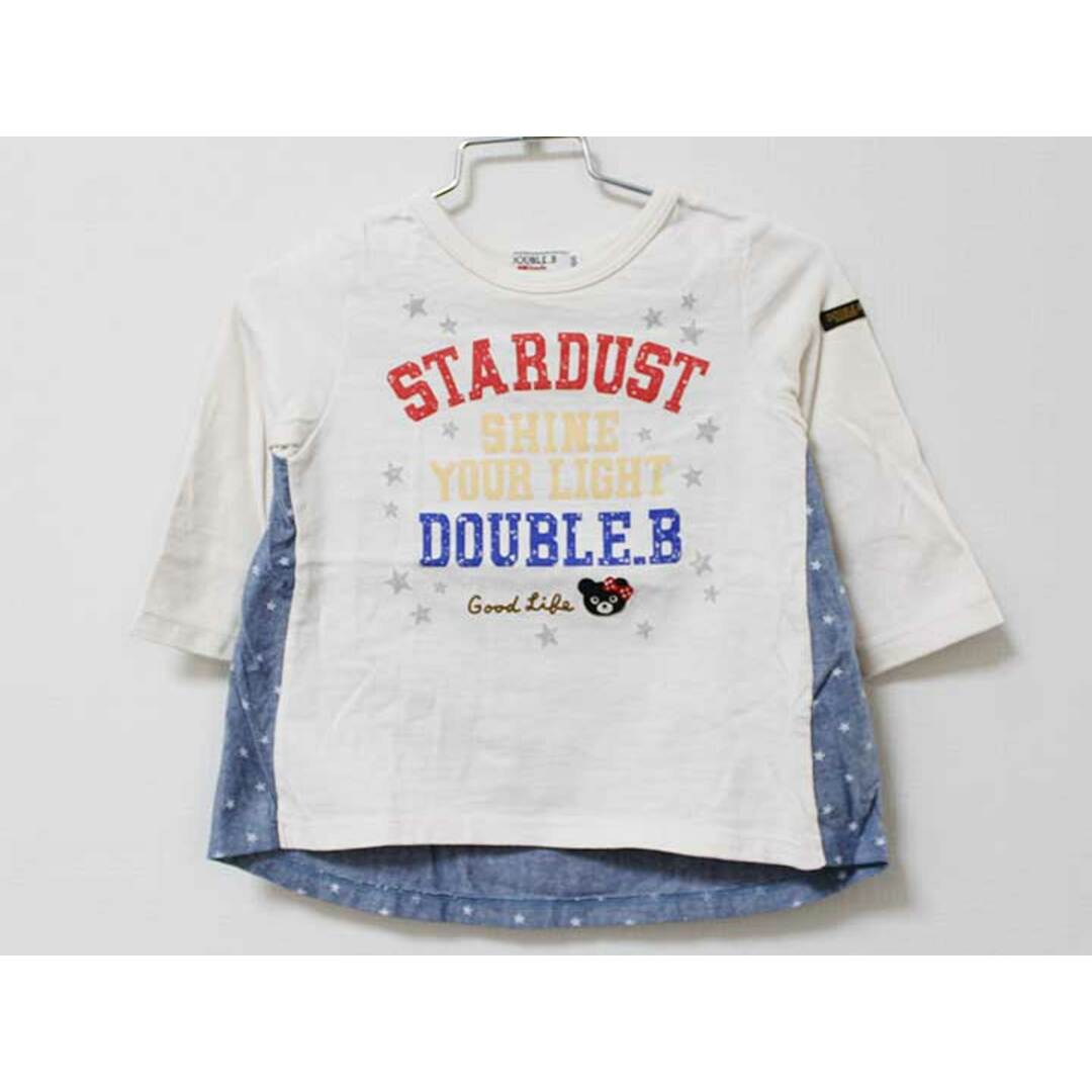 DOUBLE.B(ダブルビー)の【値下げ!】《ミキハウスダブルB/MIKIHOUSE DOUBLE.B》100cm 七分袖カットソー 白×青【中古】子供服 キッズ kids ジュニア 女の子 春秋 202032 tops キッズ/ベビー/マタニティのキッズ服女の子用(90cm~)(Tシャツ/カットソー)の商品写真