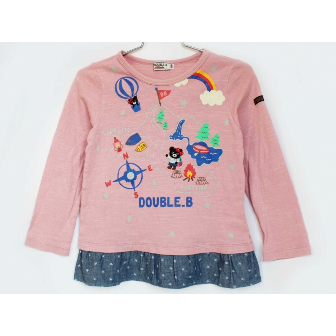 DOUBLE.B(ダブルビー)の[ミキハウスダブルB/MIKIHOUSE DOUBLE.B]110cm 長袖Tシャツ/長袖カットソー/ロンT ピンク×紺【中古】子供服 キッズ kids 女の子 春秋 tops 602042 キッズ/ベビー/マタニティのキッズ服女の子用(90cm~)(Tシャツ/カットソー)の商品写真