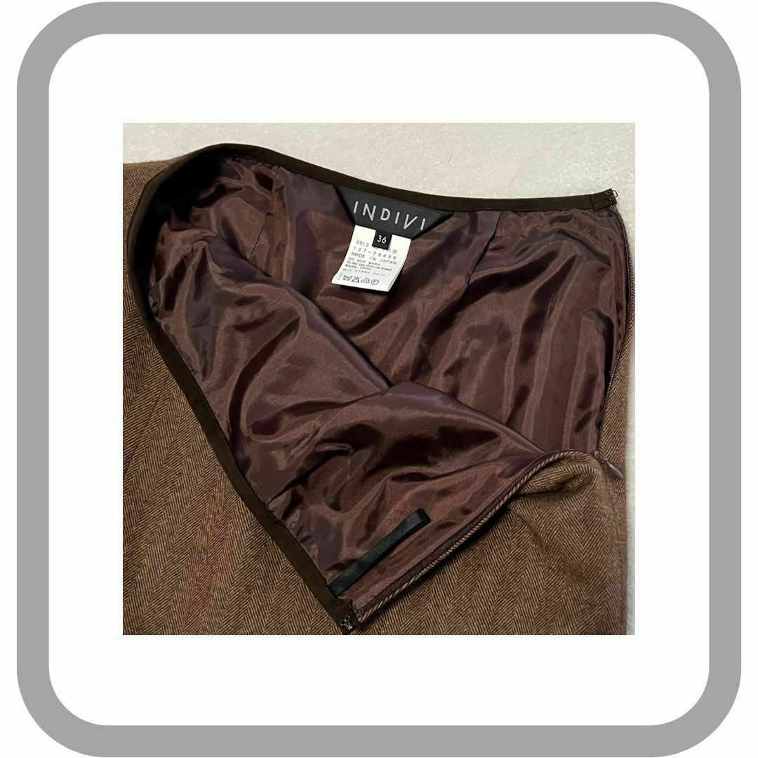 INDIVI(インディヴィ)の日本製 INDIVI インディヴィ マーメイドスカート ひざ丈 ヘリンボーン レディースのスカート(ひざ丈スカート)の商品写真