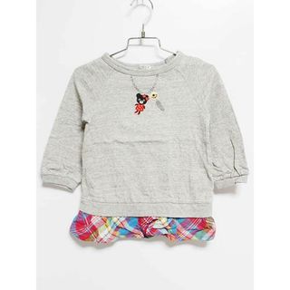 ミキハウス(mikihouse)の【値下げ!】‡ミキハウスダブルB/MIKIHOUSE DOUBLE.B‡100cm 長袖Tシャツ/長袖カットソー/ロンT グレー系【中古】子供服 キッズ kids 女の子 春秋 131032 tops(Tシャツ/カットソー)