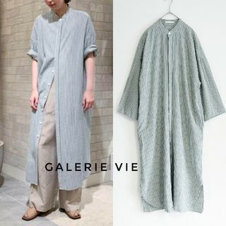 ギャルリーヴィー(GALERIE VIE)のGALERIE VIE ソフトブロード バンドカラーロングシャツワンピース 36(ロングワンピース/マキシワンピース)