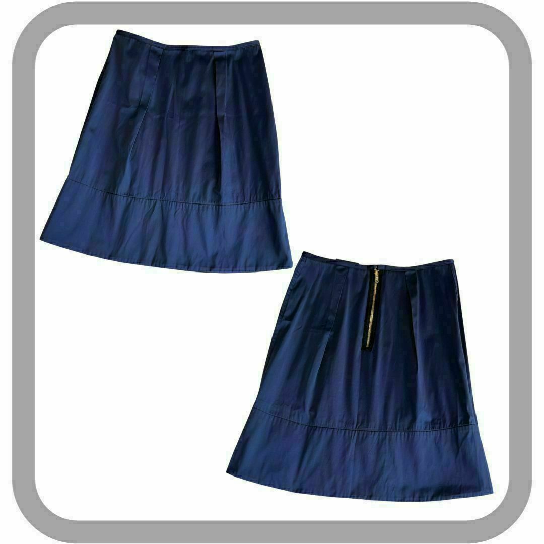 自由区(ジユウク)の自由区　オンワード　日本製　リバーシブル　膝丈スカート　黒×紺　オフィス　36 レディースのスカート(ひざ丈スカート)の商品写真