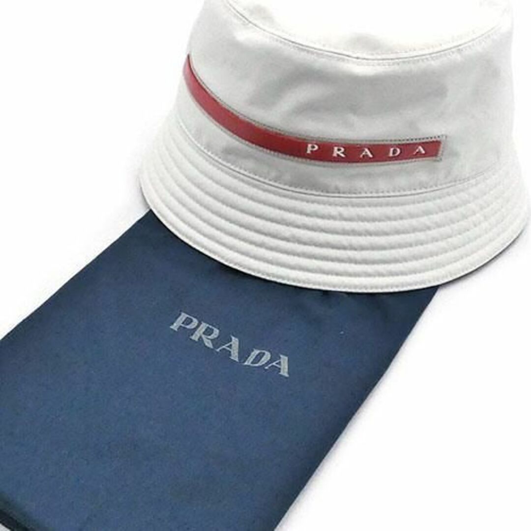 PRADA(プラダ)の プラダ 帽子 PRADA プラダスポーツ ポリエステル ロゴ ラバー サイズL 白 ホワイト メンズ T-YJP06189 メンズの帽子(ハット)の商品写真