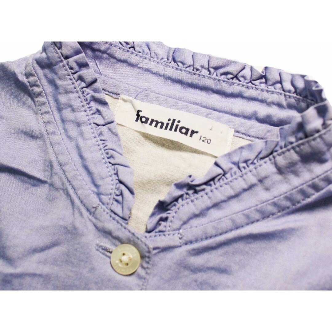 familiar(ファミリア)の【値下げ!】[ファミリア/familiar]120cm 長袖ブラウス ブルー×グレー【中古】子供服 キッズ kids 女の子 春秋冬 121132 tops キッズ/ベビー/マタニティのベビー服(~85cm)(シャツ/カットソー)の商品写真