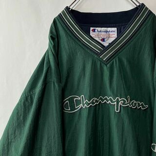 チャンピオン(Champion)のチャンピオン　ナイロンプルオーバージャケット　ビッグロゴ　ゲームシャツ　グリーン(ナイロンジャケット)
