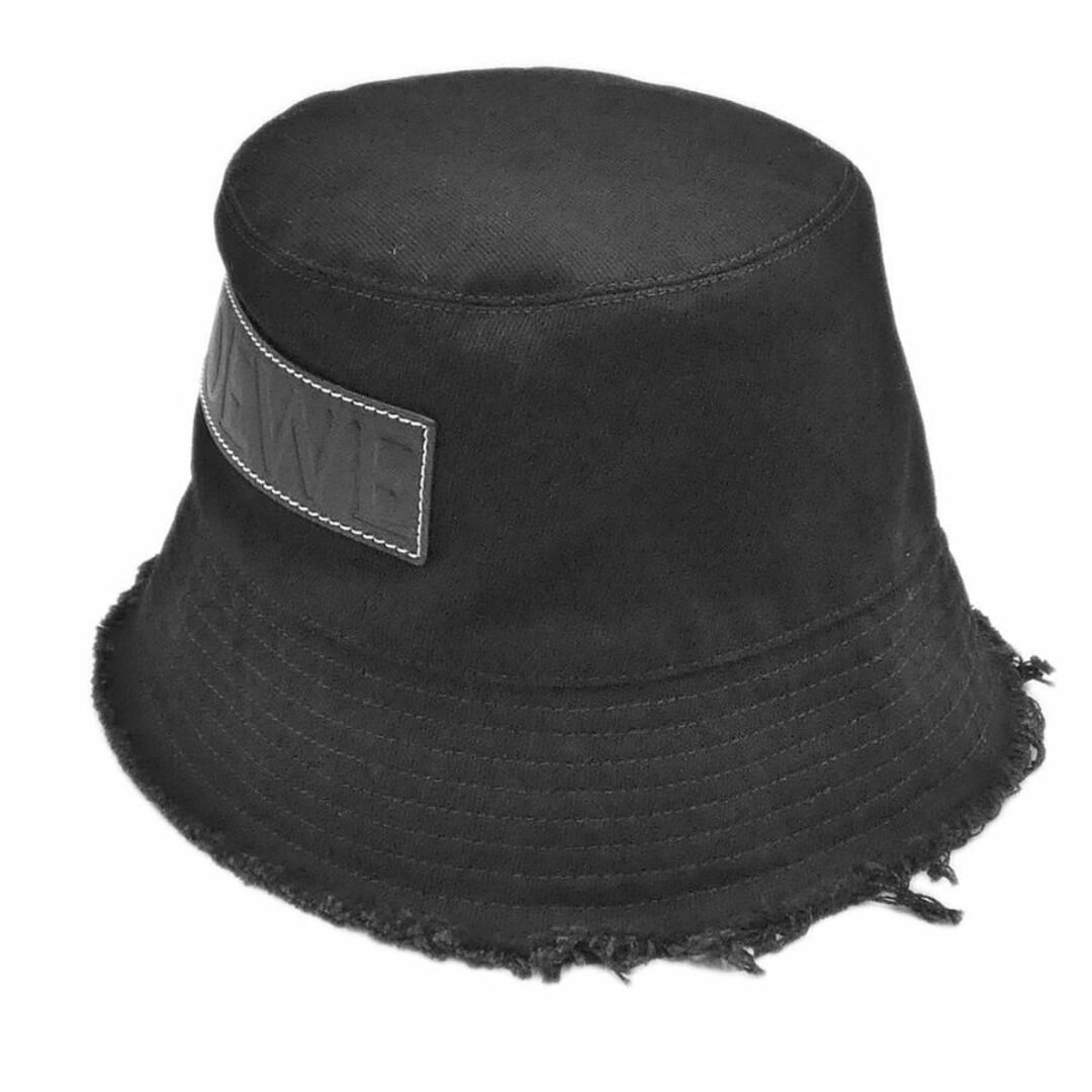 LOEWE(ロエベ)の ロエベ 帽子 LOEWE デニムxカーフ バケットハット ロゴ パッチ サイズ57 ブラック レディース K820HB1X20 T-YJ06190 レディースの帽子(ハット)の商品写真