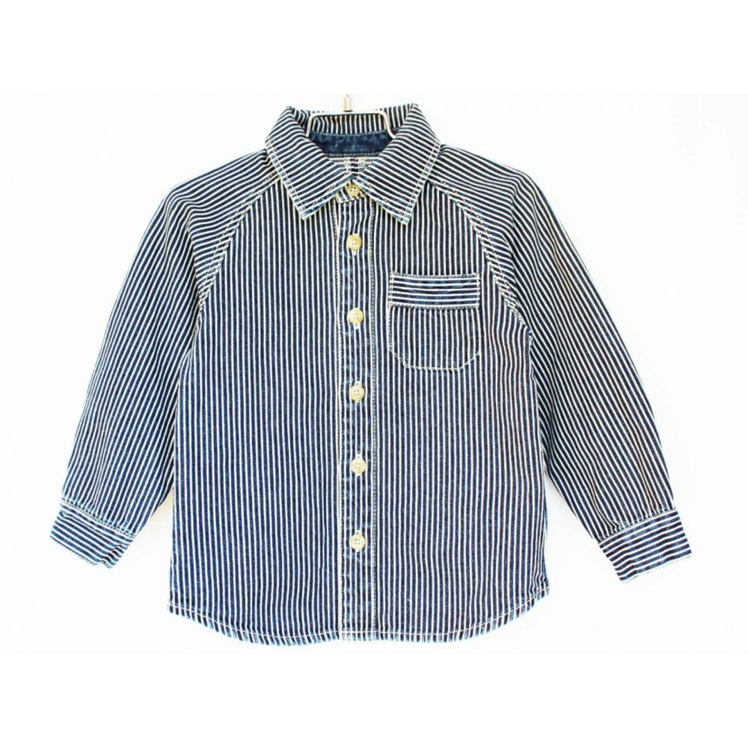 SHIPS(シップス)の[シップス/SHIPS kids]100cm 長袖シャツ 紺×白【中古】子供服 キッズ kids 男の子 女の子 春秋 tops 103042 キッズ/ベビー/マタニティのベビー服(~85cm)(シャツ/カットソー)の商品写真