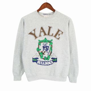 80年代 USA製 FRUIT OF THE LOOM フルーツオブザルーム YALE スウェット カレッジ ラグランスリーブ グレー (メンズ L) O7590 中古 古着(スウェット)