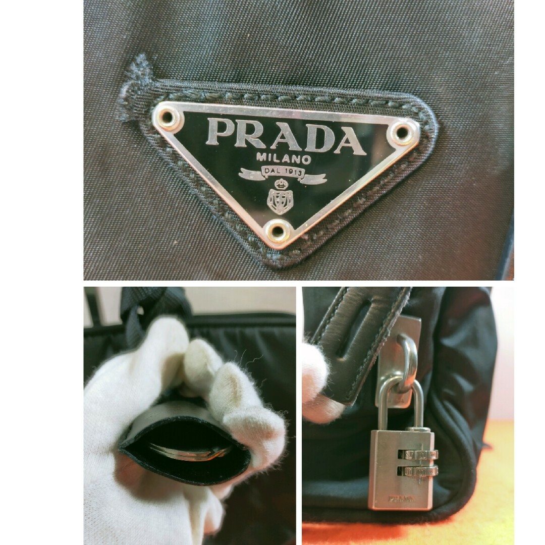 PRADA(プラダ)のプラダ PRADA トートバッグ ナイロン 黒色 パドロック キーホルダー レディースのバッグ(トートバッグ)の商品写真