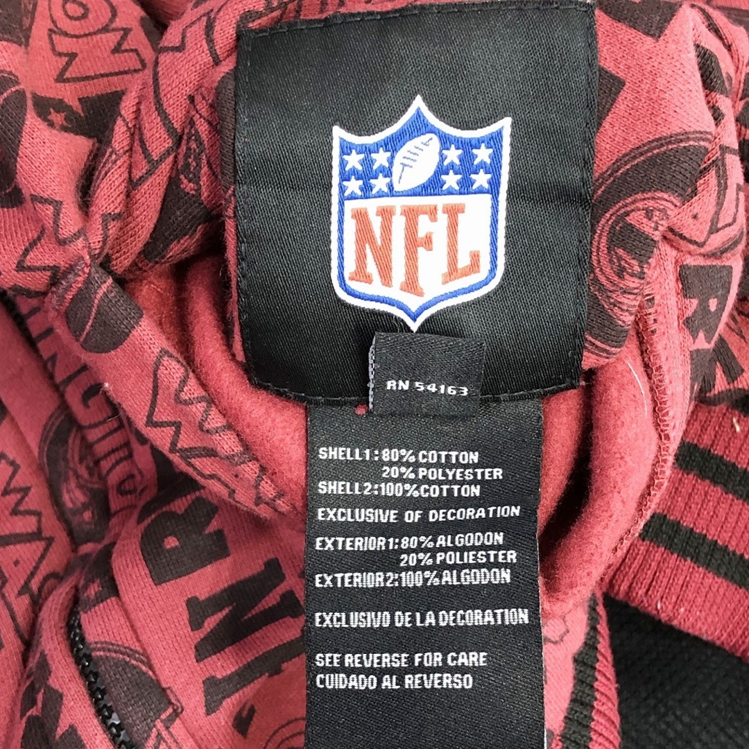 SALE/// NFL ワシントン・レッドスキンズ チームロゴ 総柄 リバーシブル スウェット パーカー プロチーム ブラック (メンズ XL) P0911 メンズのトップス(パーカー)の商品写真