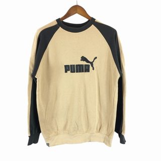 プーマ(PUMA)のSALE/// PUMA プーマ 英文字ブランドロゴ スウェット ラグラン ベージュ (メンズ M) P1107(スウェット)