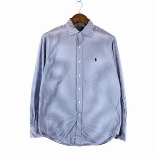 ポロラルフローレン(POLO RALPH LAUREN)のSALE/// Polo by Ralph Lauren ポロ ラルフローレン ワイドカラー長袖シャツ アメカジ ストライプ ブルー (メンズ M) P1230(シャツ)