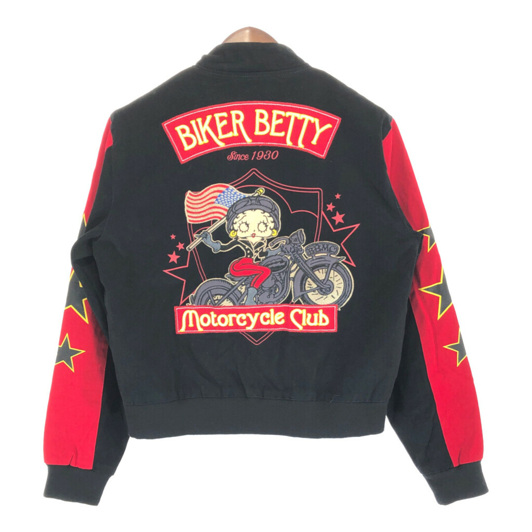 JH DESIGN Betty Boop ベティブープ コットン レーシングジャケット キャラクター ブラック (メンズ XL) 中古 古着 P3758 メンズのジャケット/アウター(その他)の商品写真