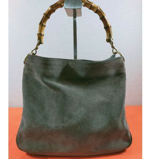 グッチ(Gucci)のグッチ GUCCI ハンドバッグ スエード レザー バンブー ブラウン(ハンドバッグ)