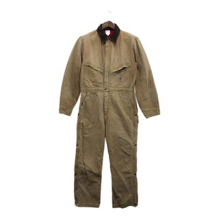 カーハート(carhartt)の90年代 Carhartt カーハート ダック キルティング オールインワン つなぎ ワーク ベージュ (メンズ L相当) 中古 古着 P7453(オールインワン)